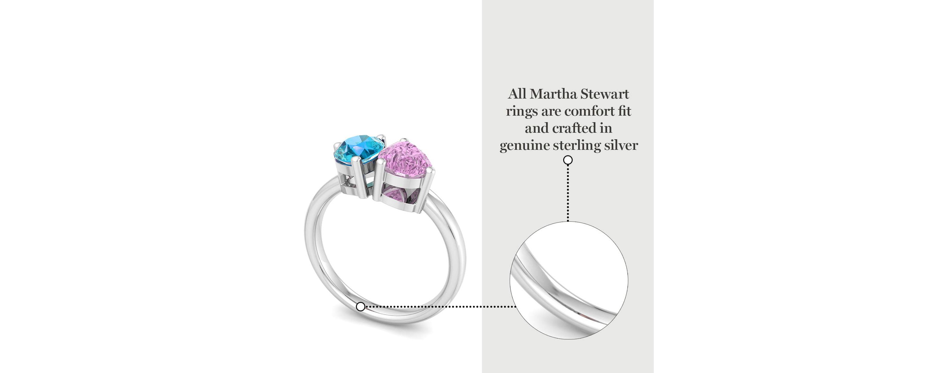 Lab Created Martha Stewart 2 Carat Blue Topaz and Pink Sapphire Two Stone Ring In Sterling Silver