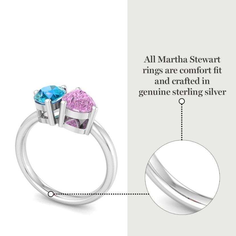 Lab Created Martha Stewart 2 Carat Blue Topaz and Pink Sapphire Two Stone Ring In Sterling Silver