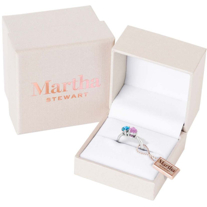 Lab Created Martha Stewart 2 Carat Blue Topaz and Pink Sapphire Two Stone Ring In Sterling Silver
