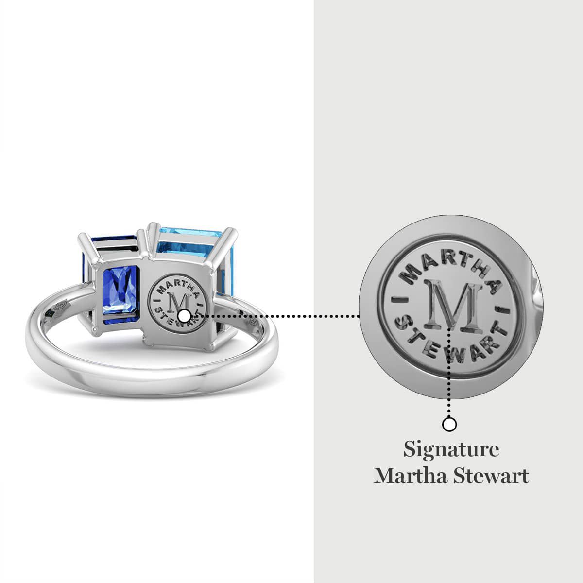 Lab Created Martha Stewart 3 1/4 Carat Sapphire and Blue Topaz Two Stone Ring In Sterling Silver