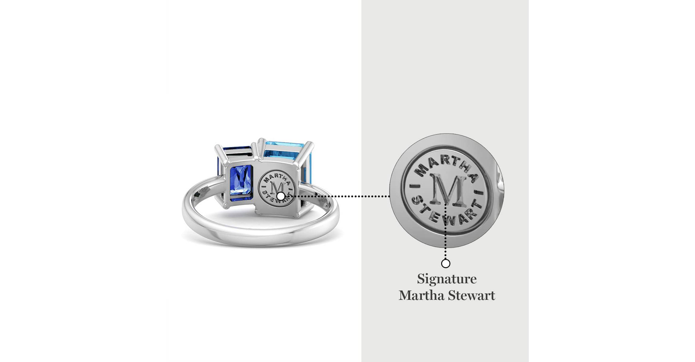 Lab Created Martha Stewart 3 1/4 Carat Sapphire and Blue Topaz Two Stone Ring In Sterling Silver