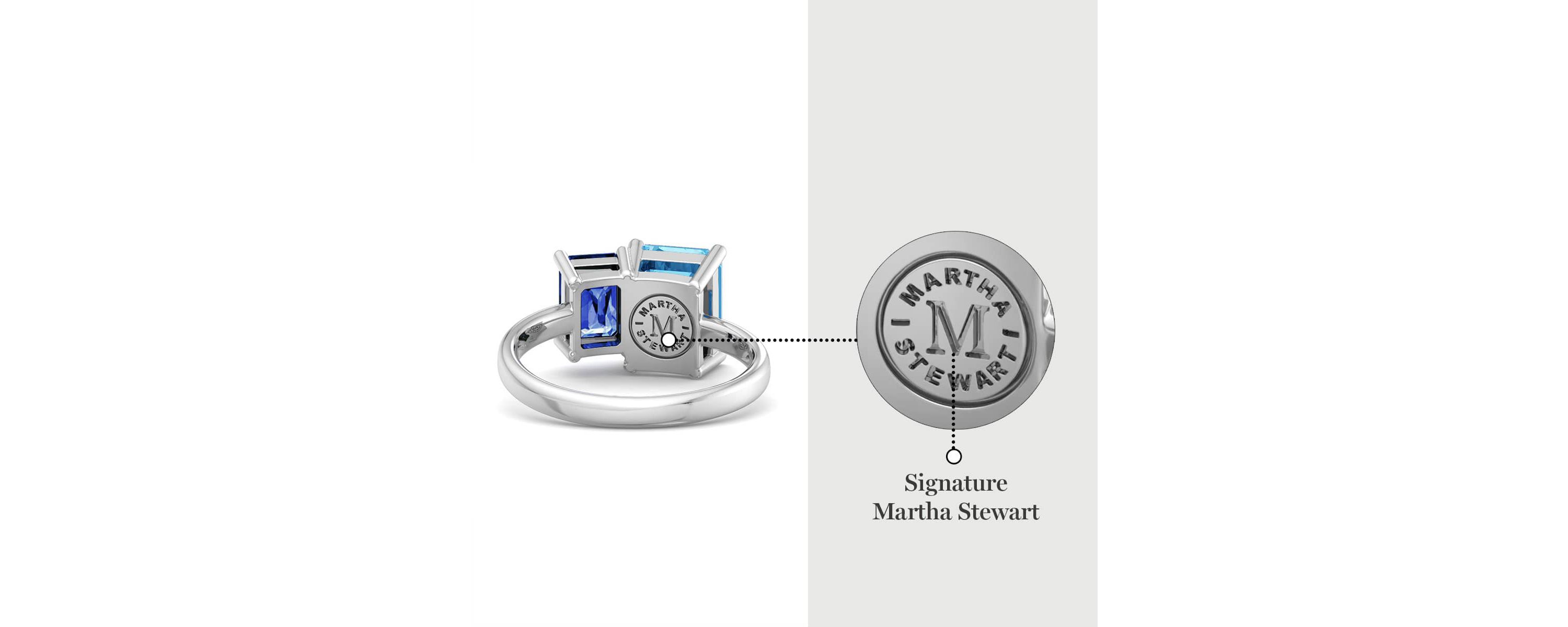 Lab Created Martha Stewart 3 1/4 Carat Sapphire and Blue Topaz Two Stone Ring In Sterling Silver