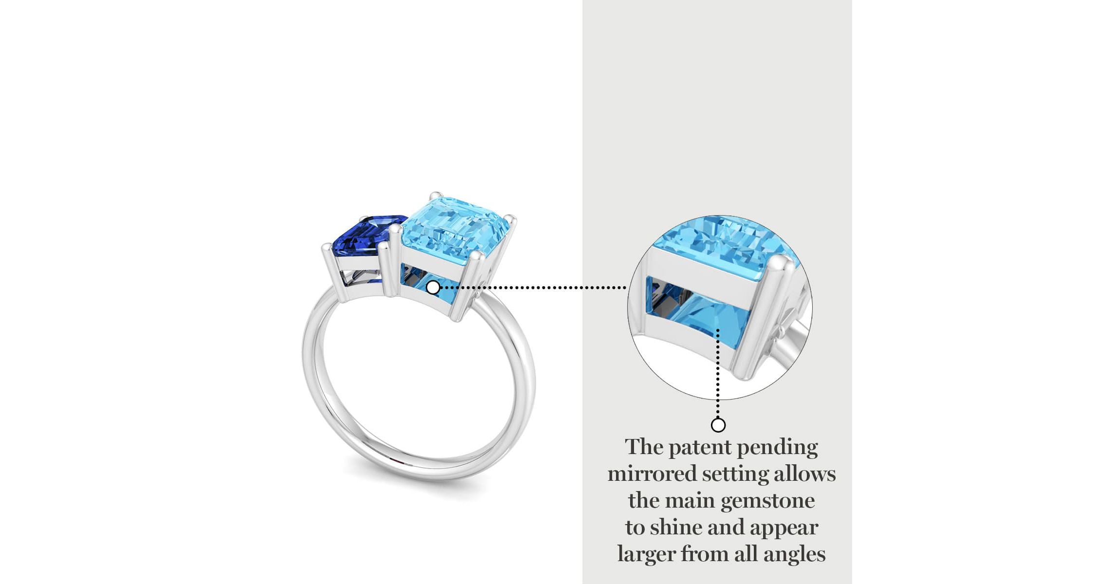 Lab Created Martha Stewart 3 1/4 Carat Sapphire and Blue Topaz Two Stone Ring In Sterling Silver