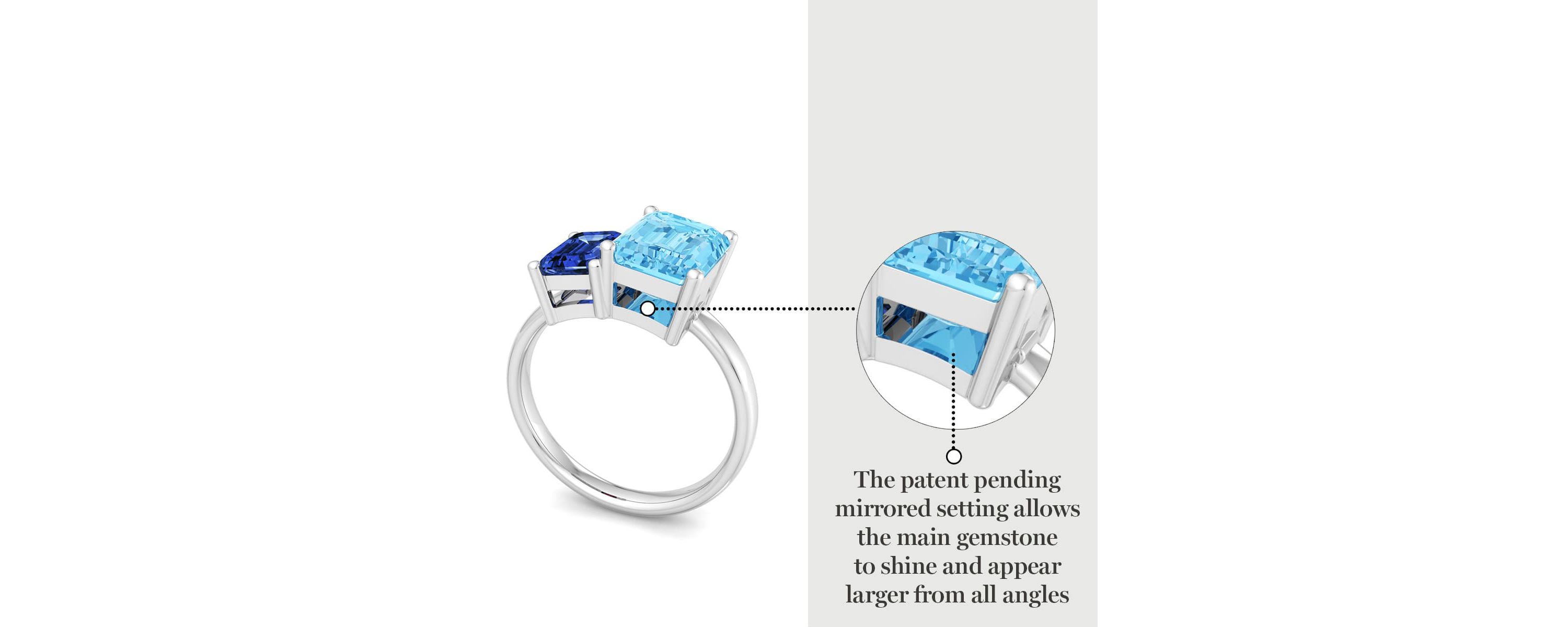 Lab Created Martha Stewart 3 1/4 Carat Sapphire and Blue Topaz Two Stone Ring In Sterling Silver