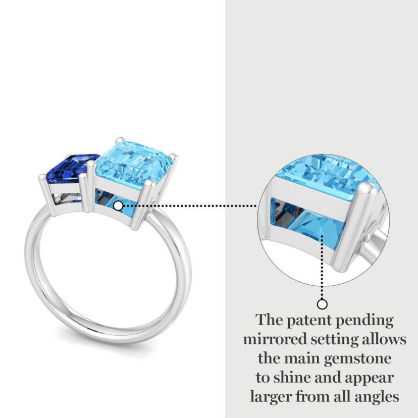 Lab Created Martha Stewart 3 1/4 Carat Sapphire and Blue Topaz Two Stone Ring In Sterling Silver