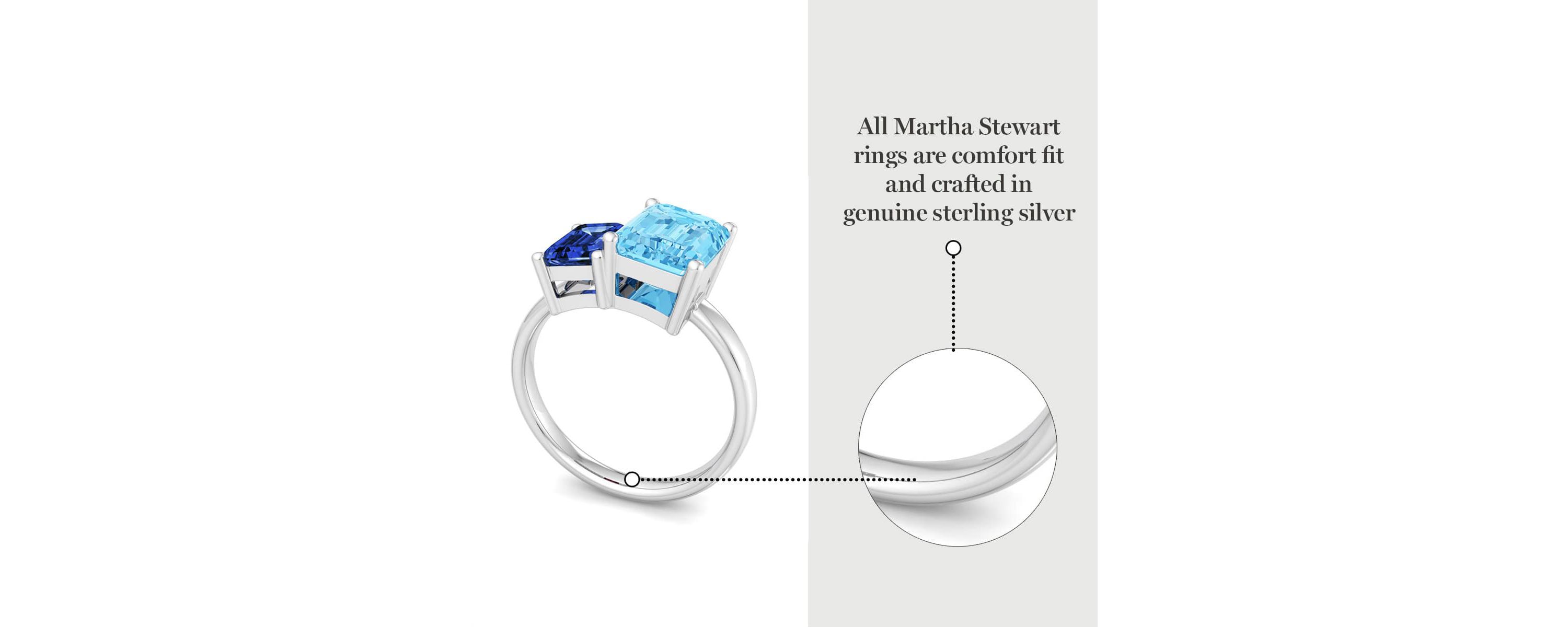 Lab Created Martha Stewart 3 1/4 Carat Sapphire and Blue Topaz Two Stone Ring In Sterling Silver