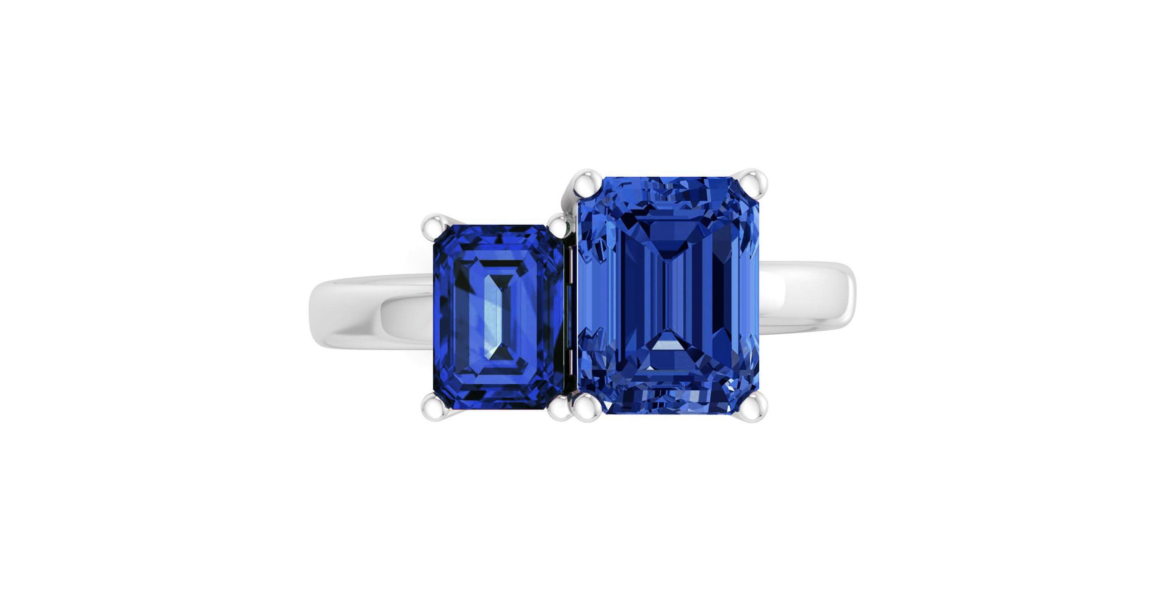 Lab Created Martha Stewart 3 1/4 Carat Sapphire Two Stone Ring In Sterling Silver