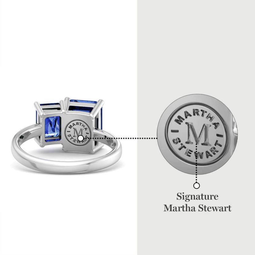 Lab Created Martha Stewart 3 1/4 Carat Sapphire Two Stone Ring In Sterling Silver
