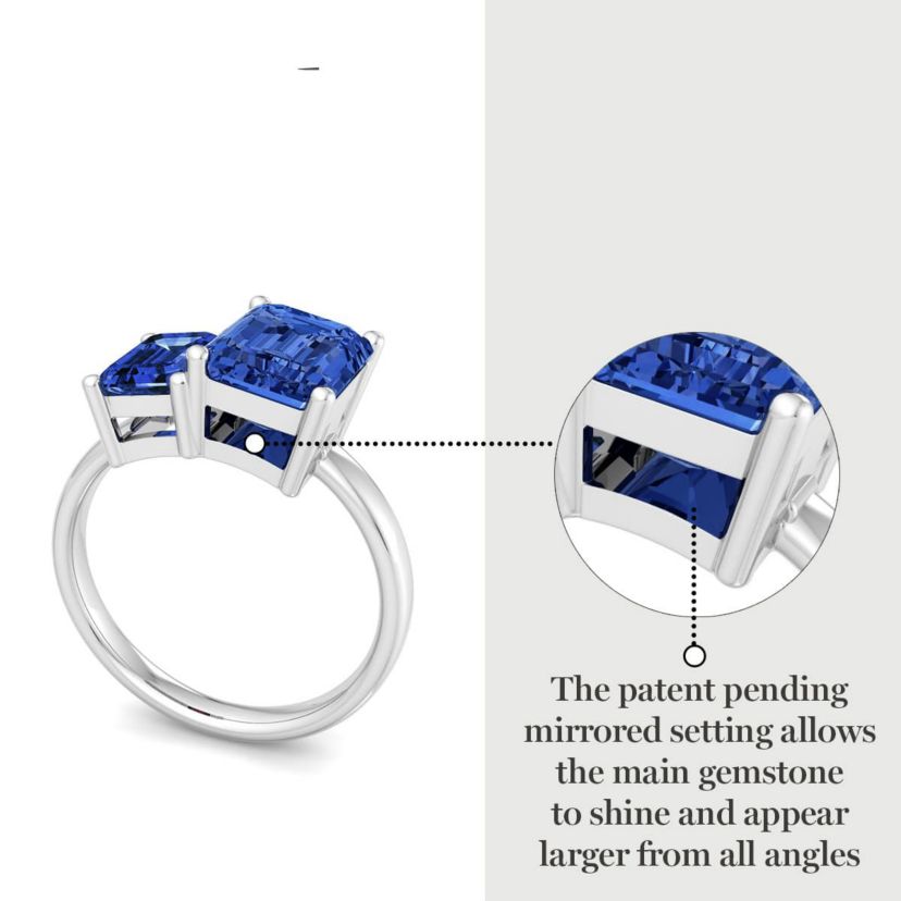 Lab Created Martha Stewart 3 1/4 Carat Sapphire Two Stone Ring In Sterling Silver