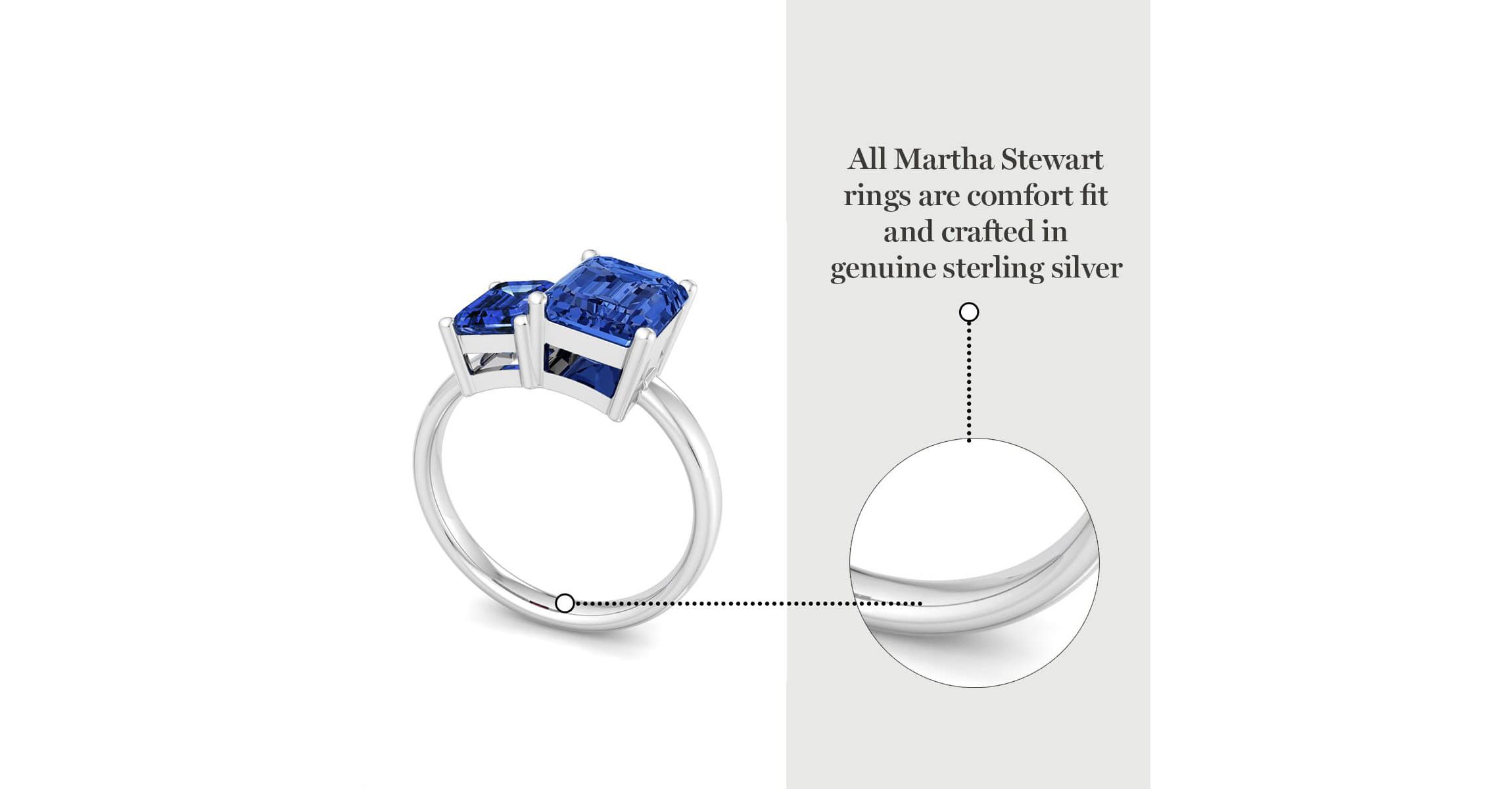Lab Created Martha Stewart 3 1/4 Carat Sapphire Two Stone Ring In Sterling Silver