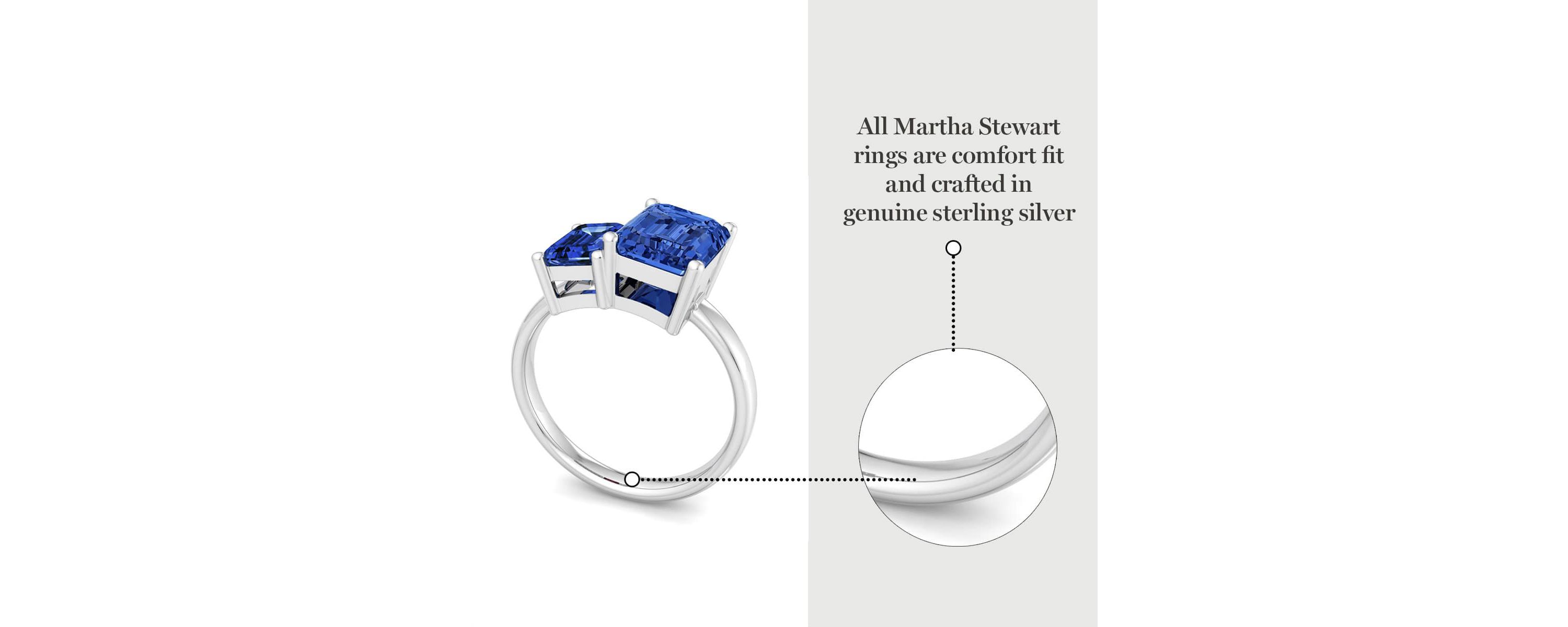 Lab Created Martha Stewart 3 1/4 Carat Sapphire Two Stone Ring In Sterling Silver