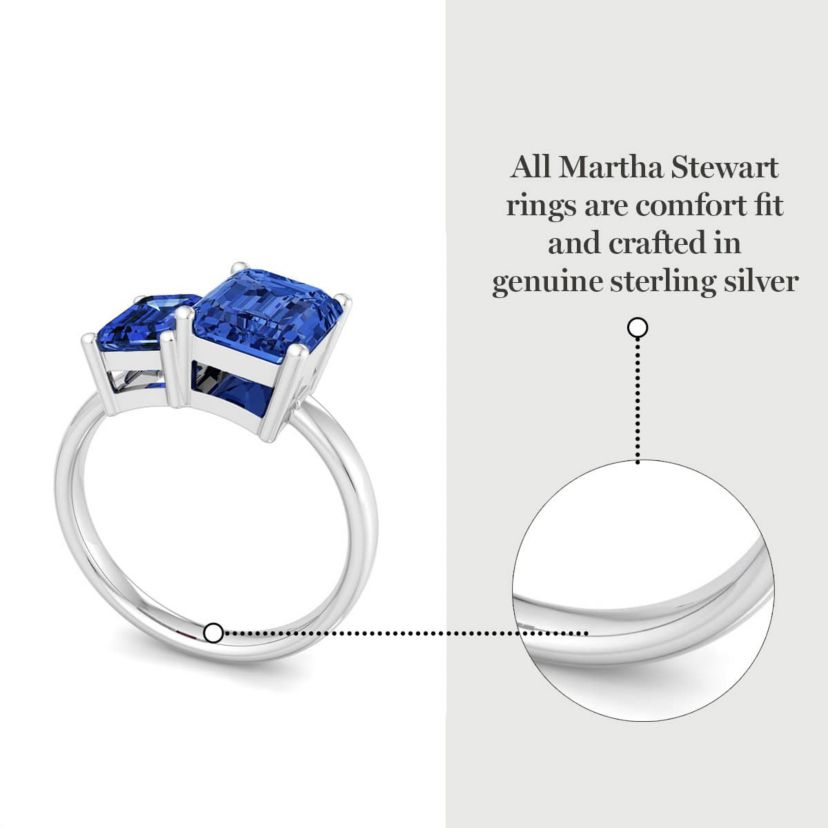 Lab Created Martha Stewart 3 1/4 Carat Sapphire Two Stone Ring In Sterling Silver
