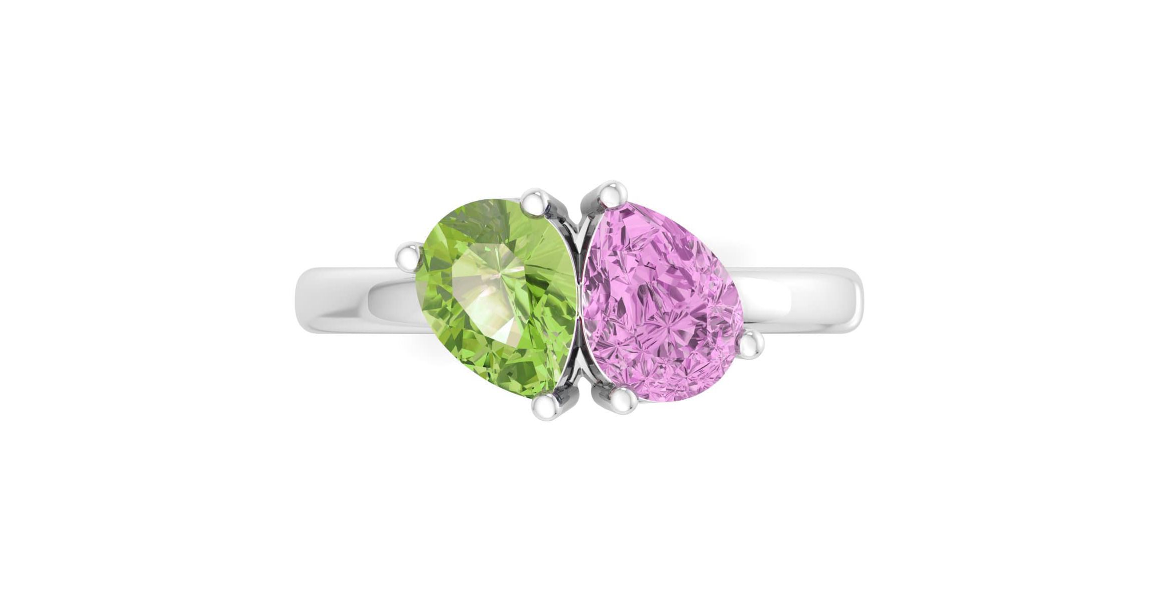 Lab Created Martha Stewart 2 Carat Peridot and Pink Sapphire Two Stone Ring In Sterling Silver