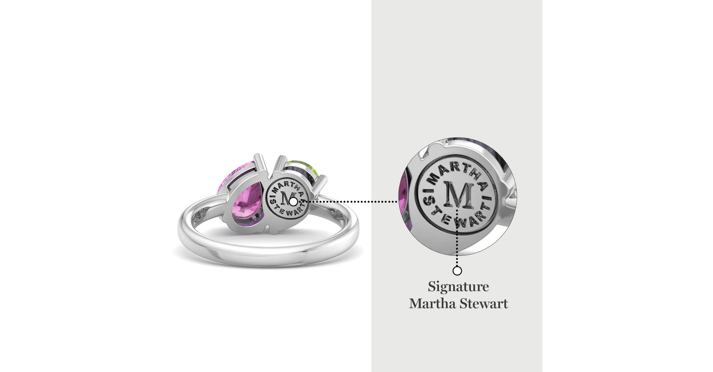 Lab Created Martha Stewart 2 Carat Peridot and Pink Sapphire Two Stone Ring In Sterling Silver