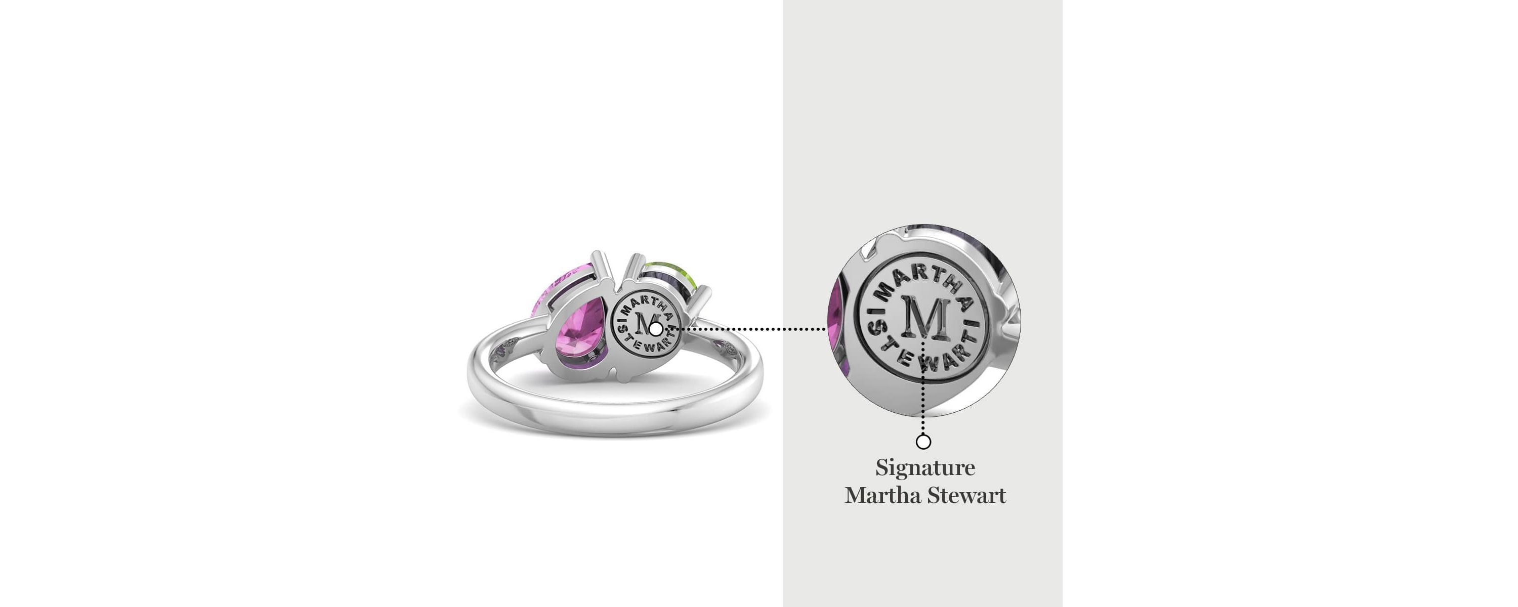 Lab Created Martha Stewart 2 Carat Peridot and Pink Sapphire Two Stone Ring In Sterling Silver