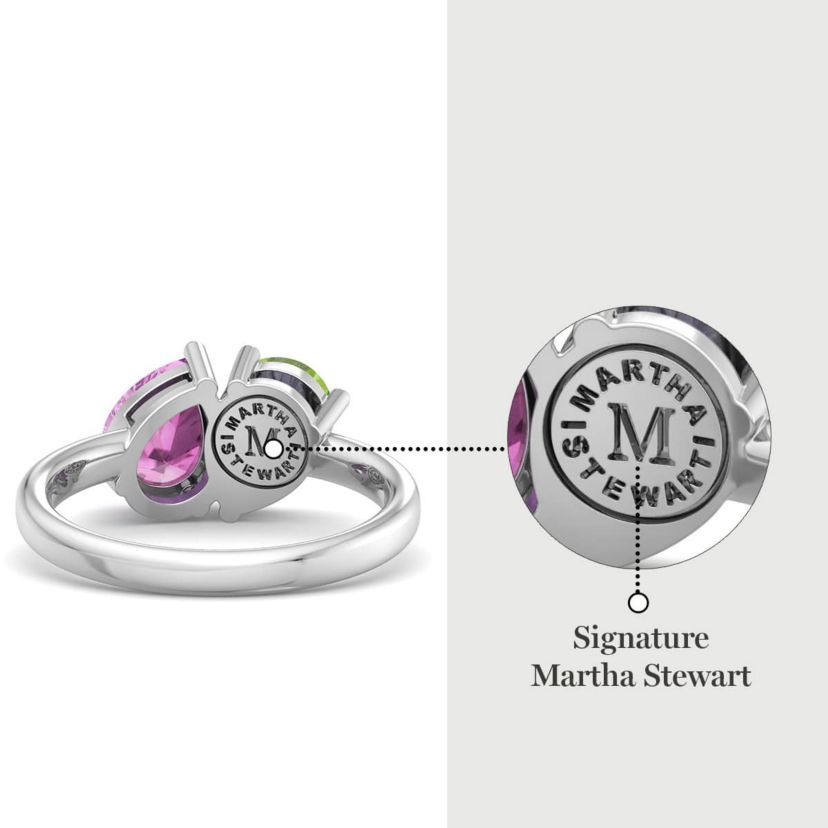 Lab Created Martha Stewart 2 Carat Peridot and Pink Sapphire Two Stone Ring In Sterling Silver