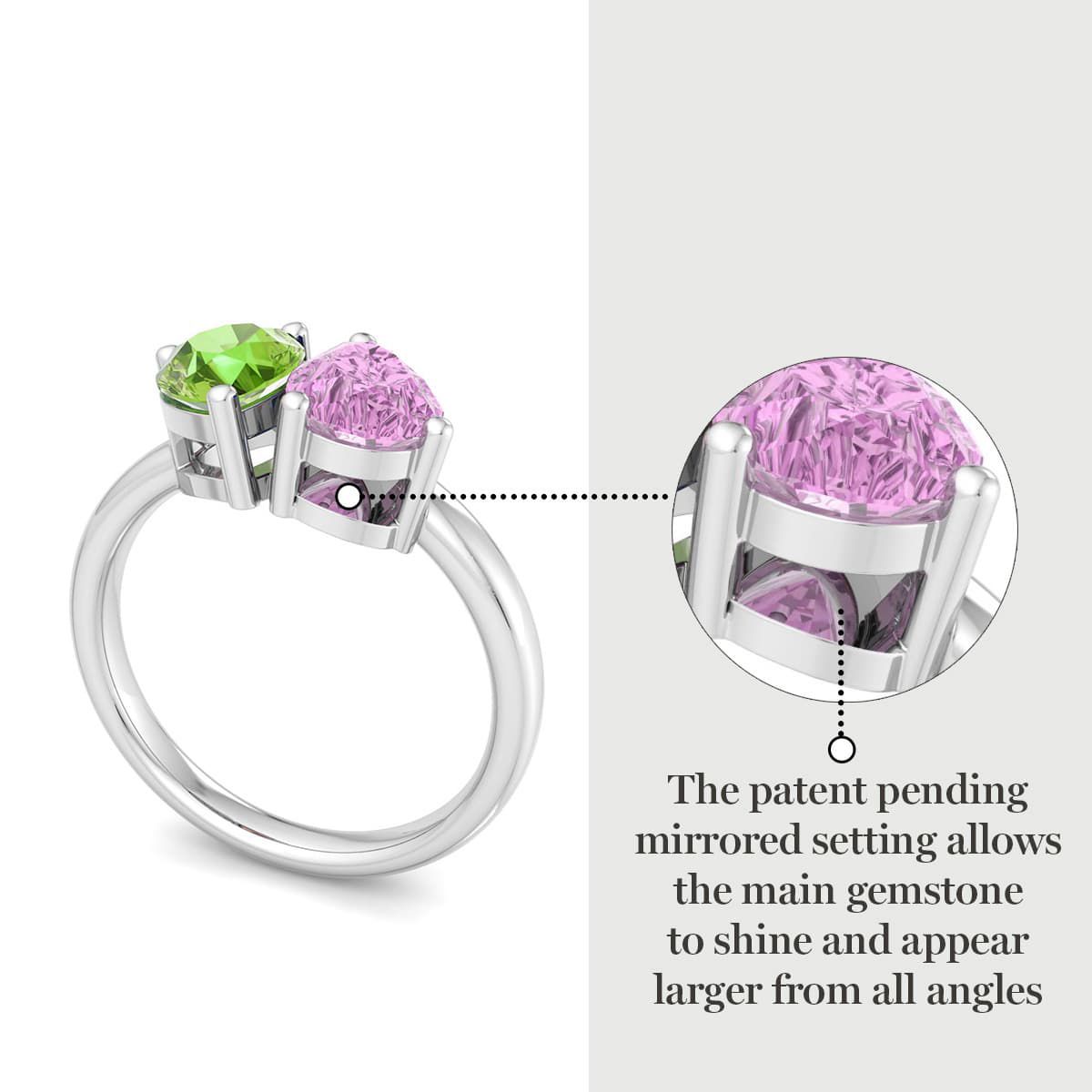 Lab Created Martha Stewart 2 Carat Peridot and Pink Sapphire Two Stone Ring In Sterling Silver