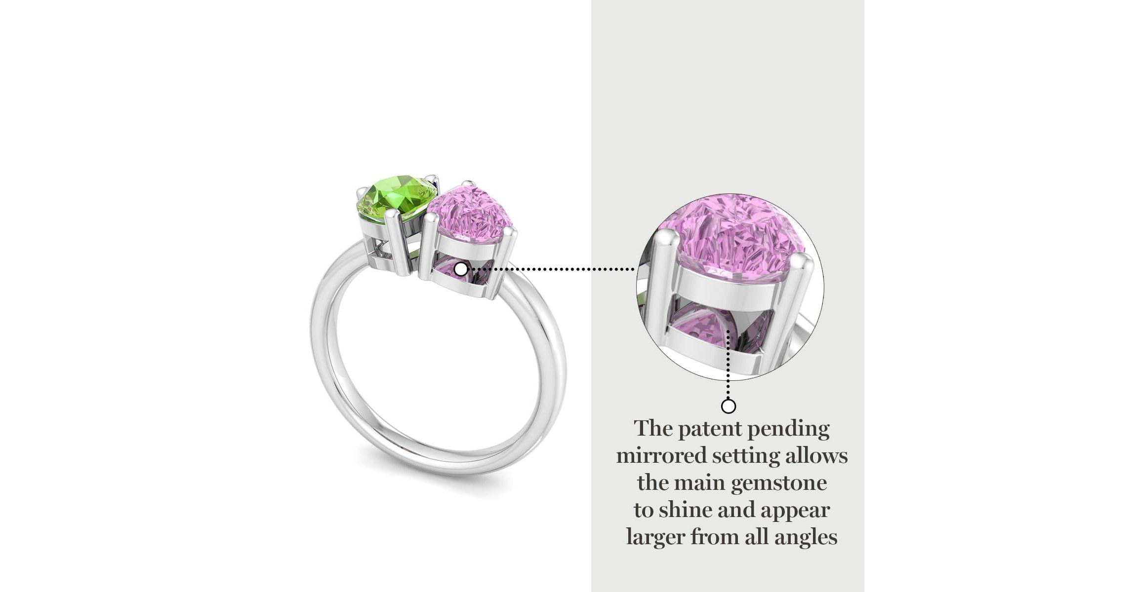 Lab Created Martha Stewart 2 Carat Peridot and Pink Sapphire Two Stone Ring In Sterling Silver