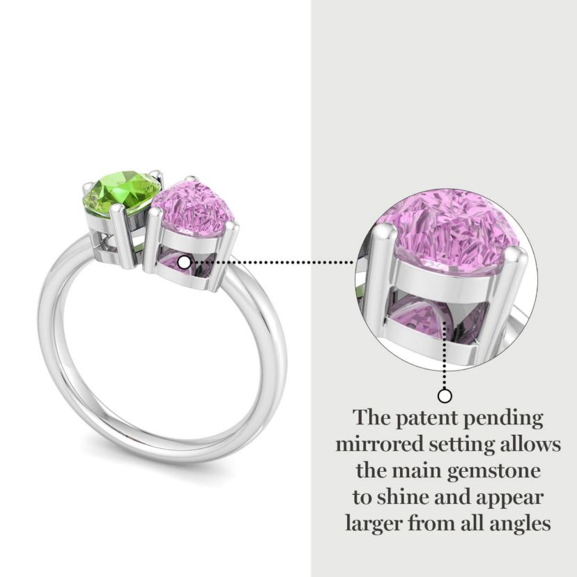 Lab Created Martha Stewart 2 Carat Peridot and Pink Sapphire Two Stone Ring In Sterling Silver