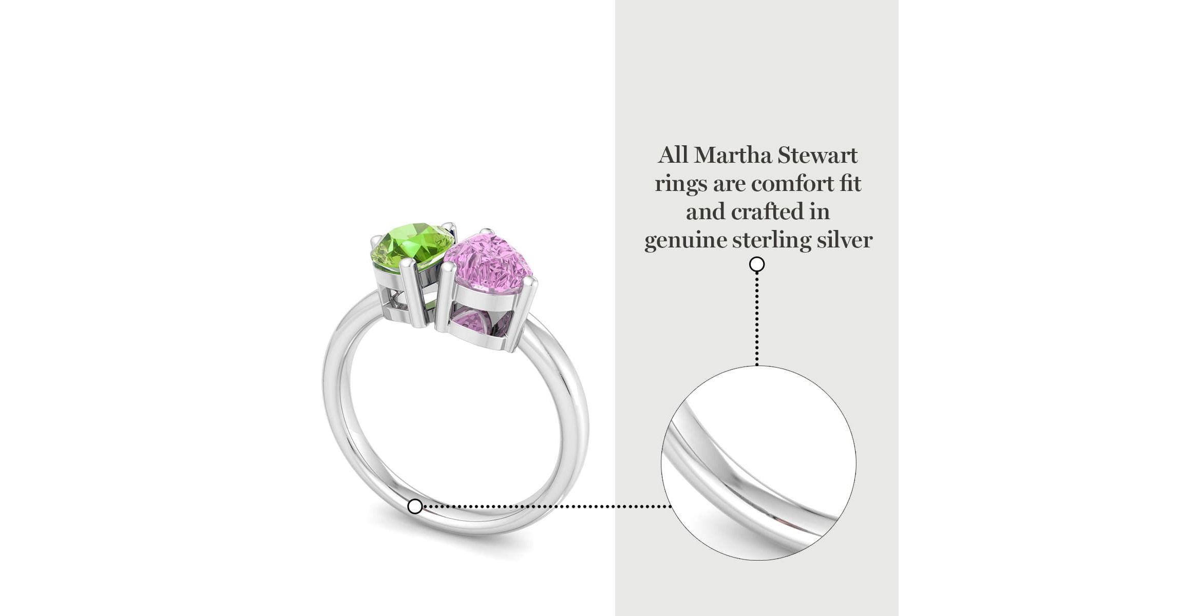 Lab Created Martha Stewart 2 Carat Peridot and Pink Sapphire Two Stone Ring In Sterling Silver