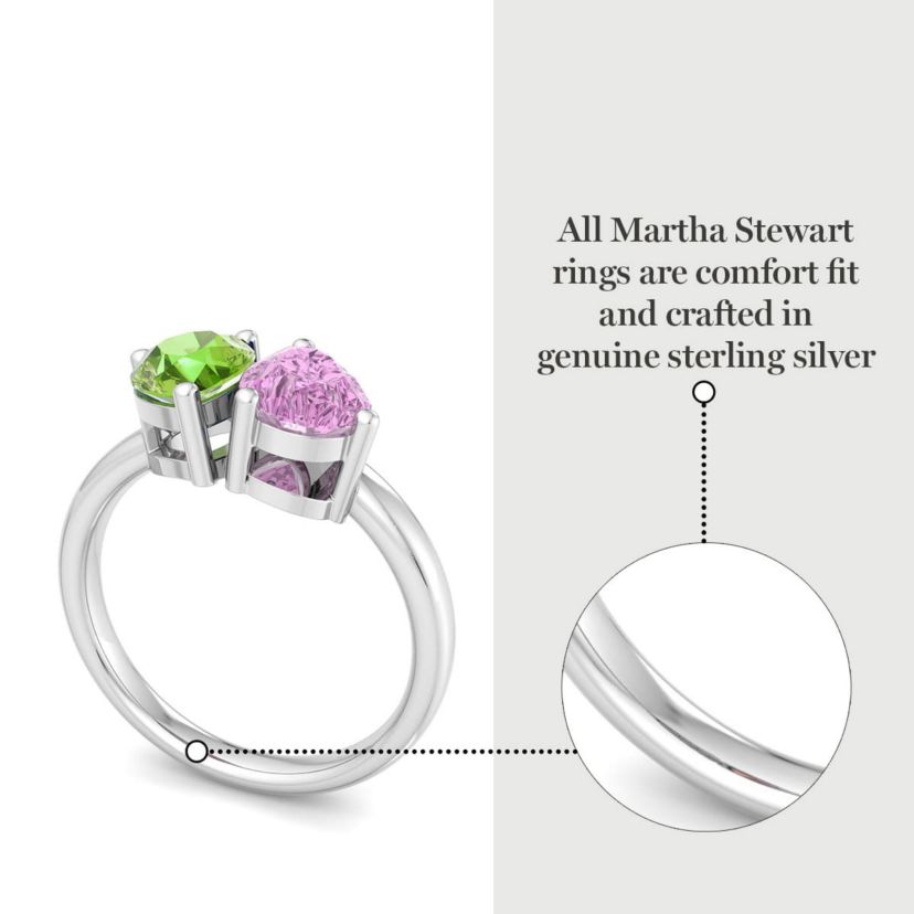 Lab Created Martha Stewart 2 Carat Peridot and Pink Sapphire Two Stone Ring In Sterling Silver