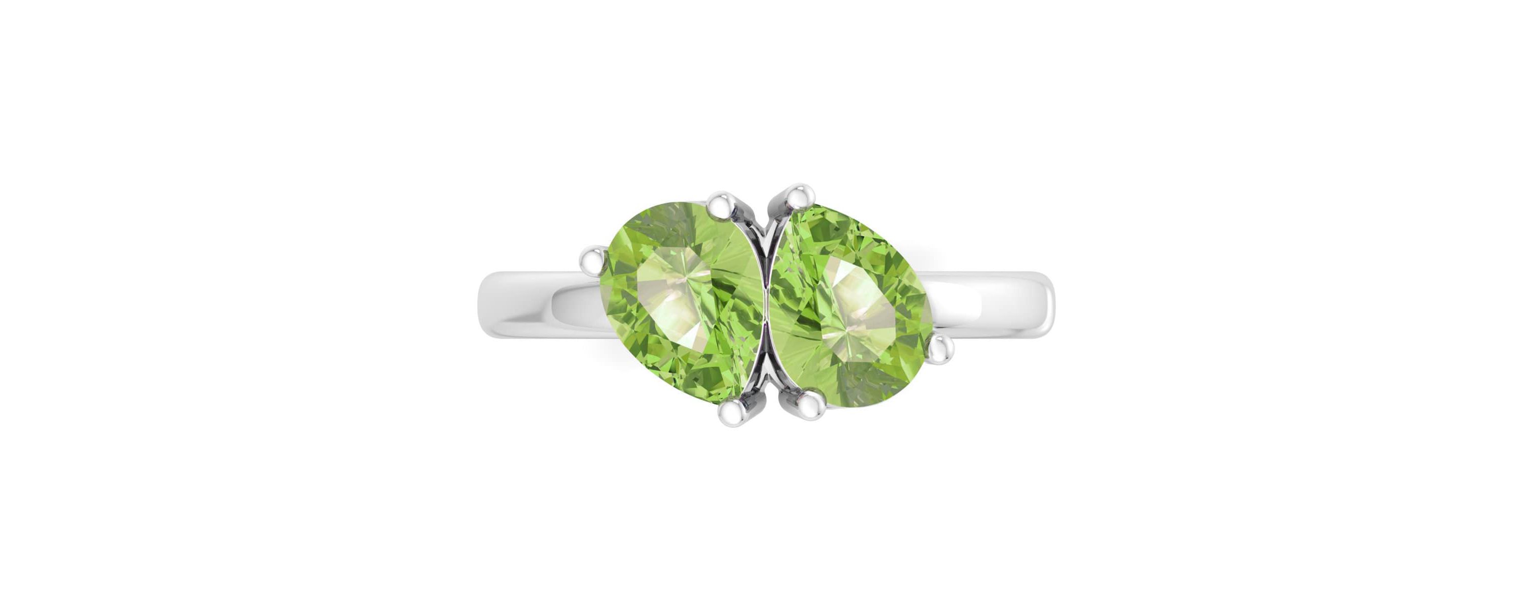 Lab Created Martha Stewart 2 Carat Peridot Two Stone Ring In Sterling Silver