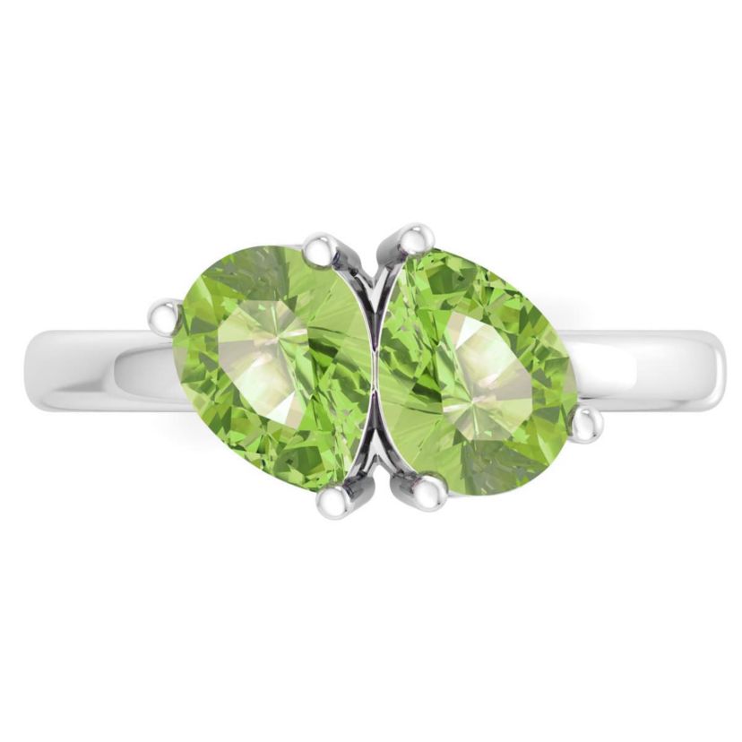 Lab Created Martha Stewart 2 Carat Peridot Two Stone Ring In Sterling Silver