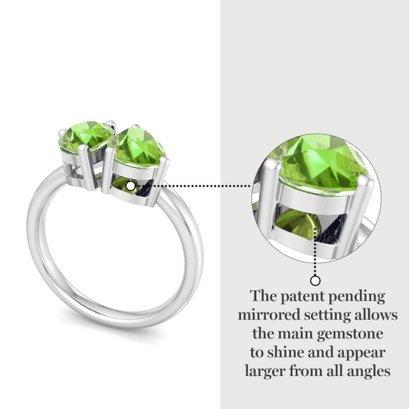 Lab Created Martha Stewart 2 Carat Peridot Two Stone Ring In Sterling Silver