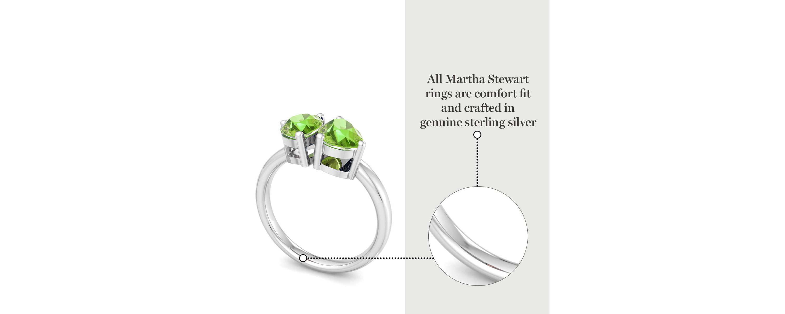 Lab Created Martha Stewart 2 Carat Peridot Two Stone Ring In Sterling Silver
