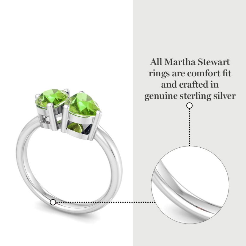 Lab Created Martha Stewart 2 Carat Peridot Two Stone Ring In Sterling Silver