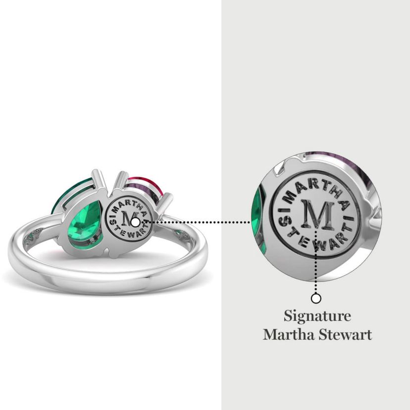 Lab Created Martha Stewart 2 Carat Ruby and Emerald Two Stone Ring In Sterling Silver