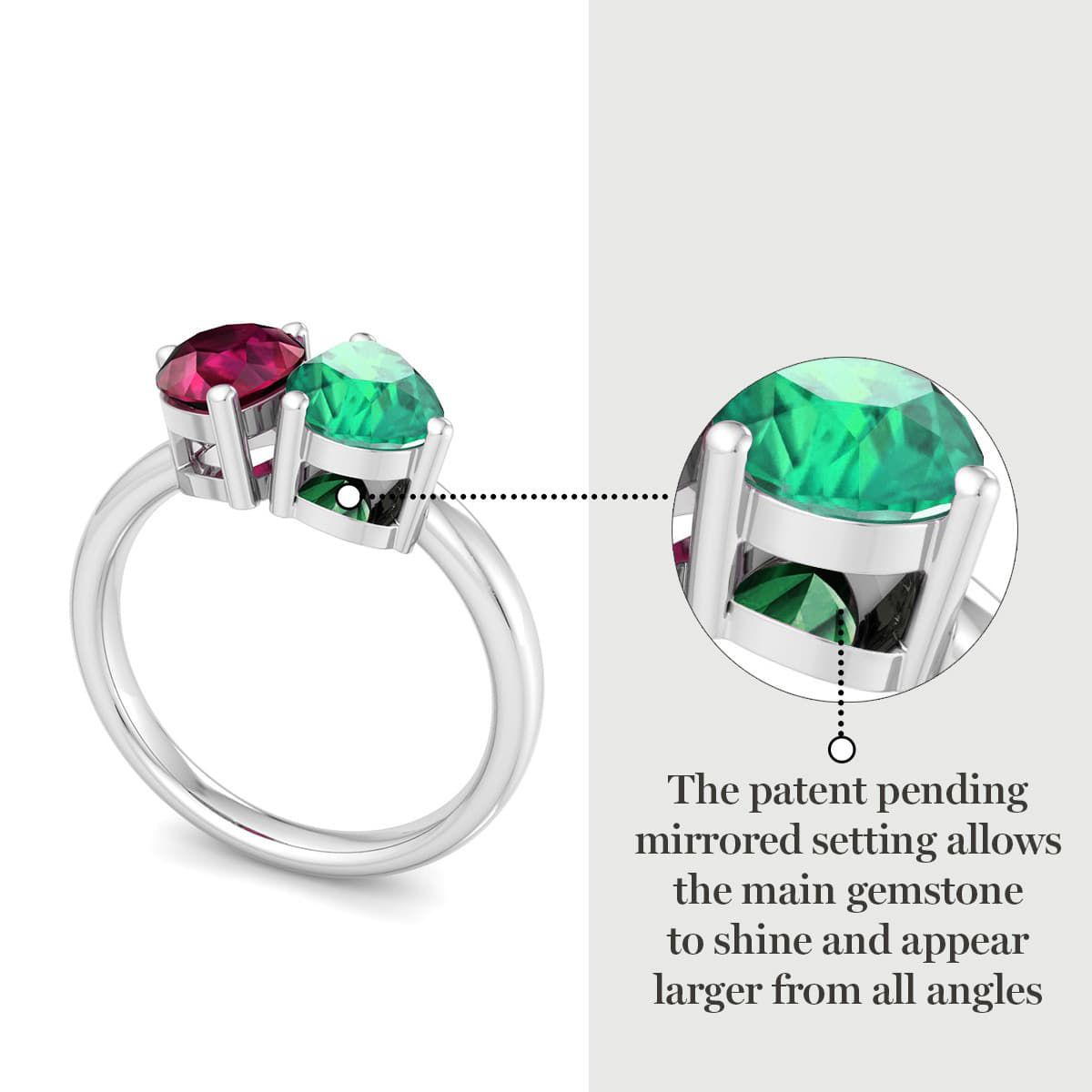 Lab Created Martha Stewart 2 Carat Ruby and Emerald Two Stone Ring In Sterling Silver