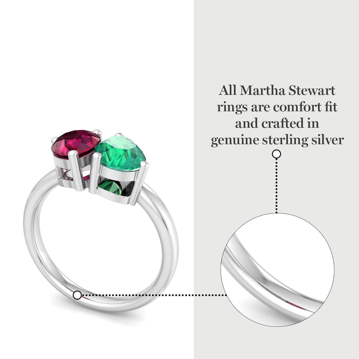 Lab Created Martha Stewart 2 Carat Ruby and Emerald Two Stone Ring In Sterling Silver