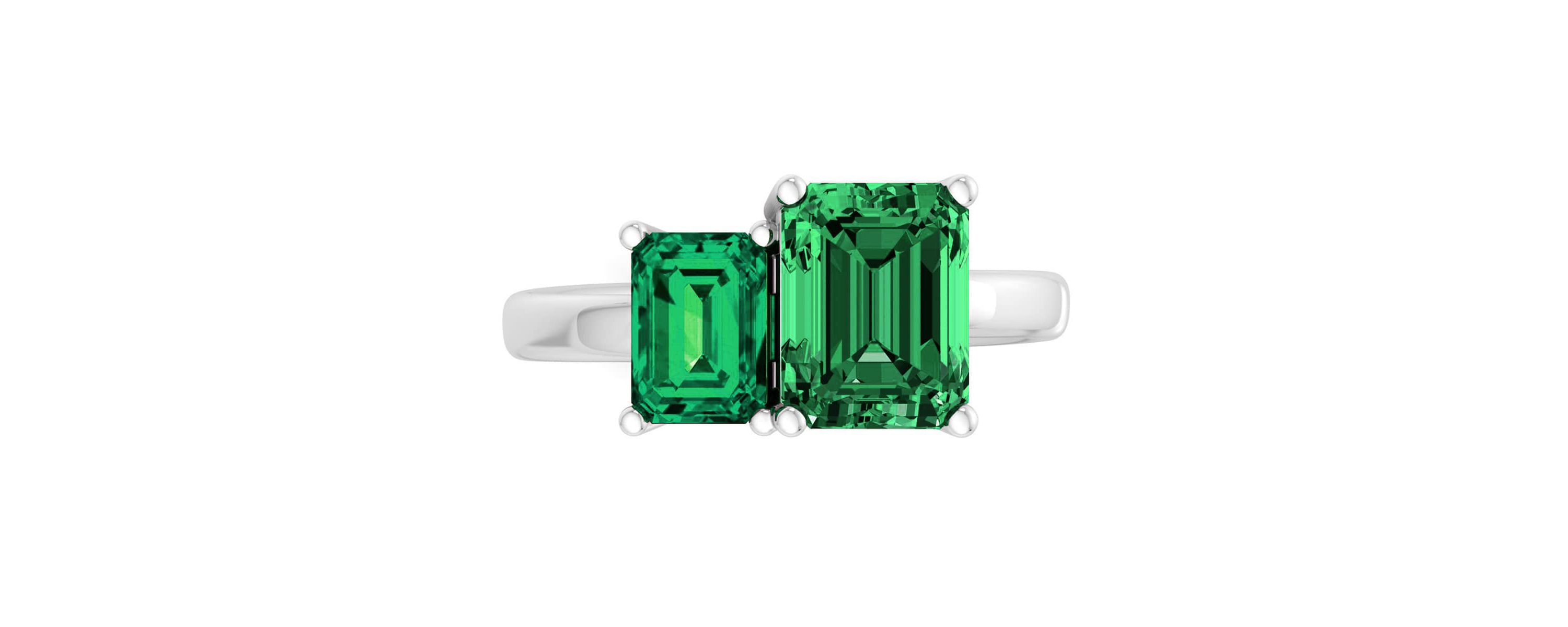 Lab Created Martha Stewart 3 1/4 Carat Emerald Two Stone Ring In Sterling Silver