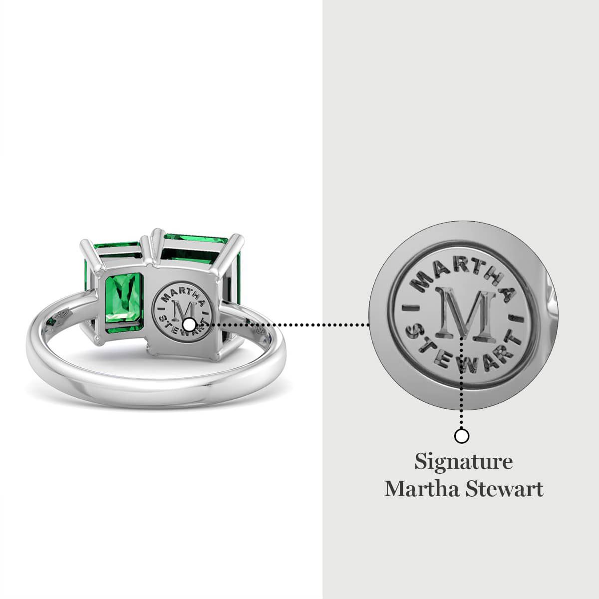 Lab Created Martha Stewart 3 1/4 Carat Emerald Two Stone Ring In Sterling Silver