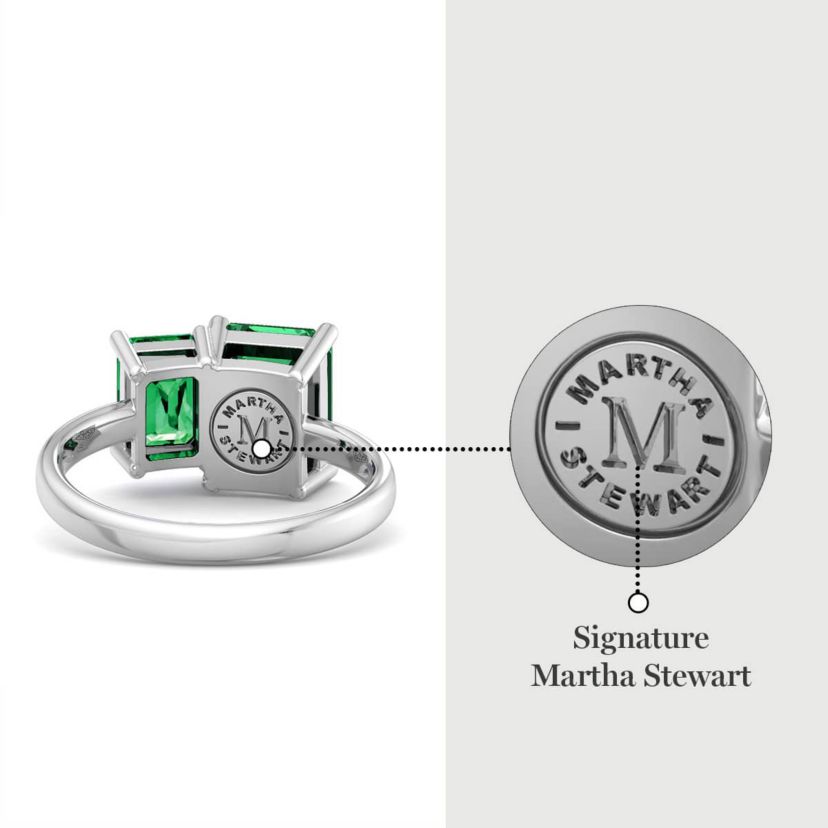 Lab Created Martha Stewart 3 1/4 Carat Emerald Two Stone Ring In Sterling Silver