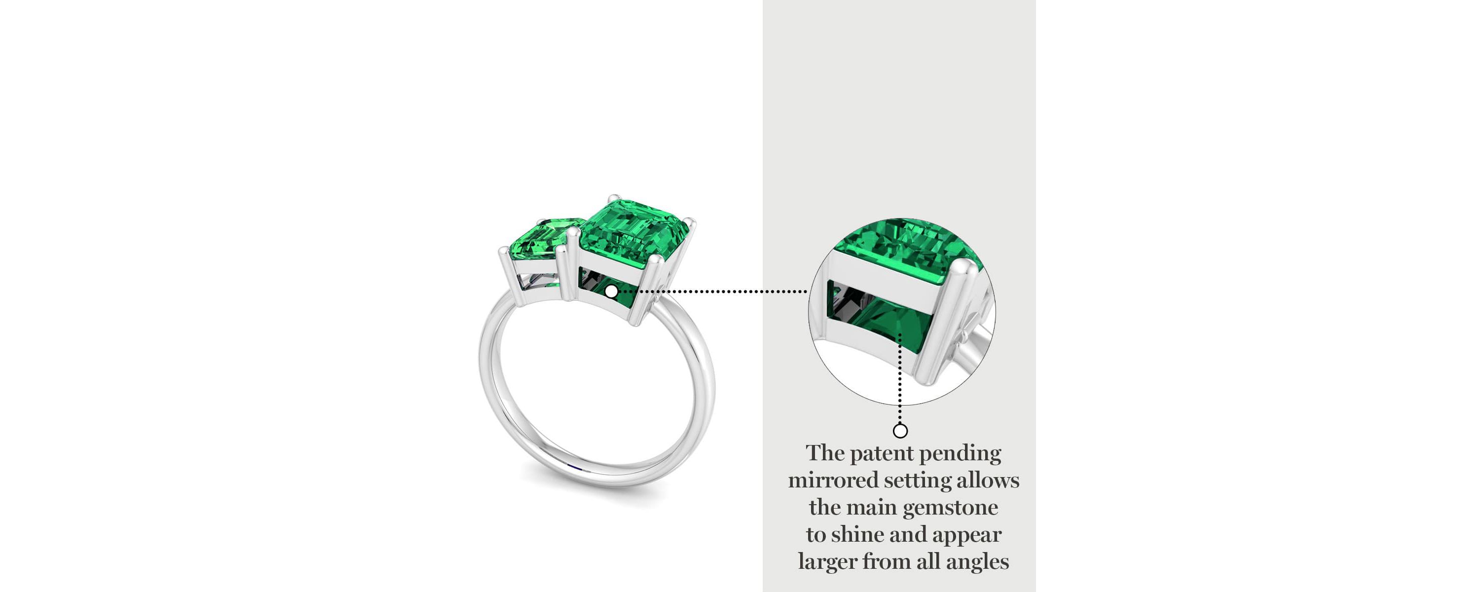 Lab Created Martha Stewart 3 1/4 Carat Emerald Two Stone Ring In Sterling Silver