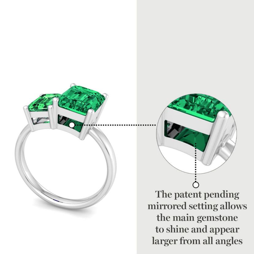 Lab Created Martha Stewart 3 1/4 Carat Emerald Two Stone Ring In Sterling Silver