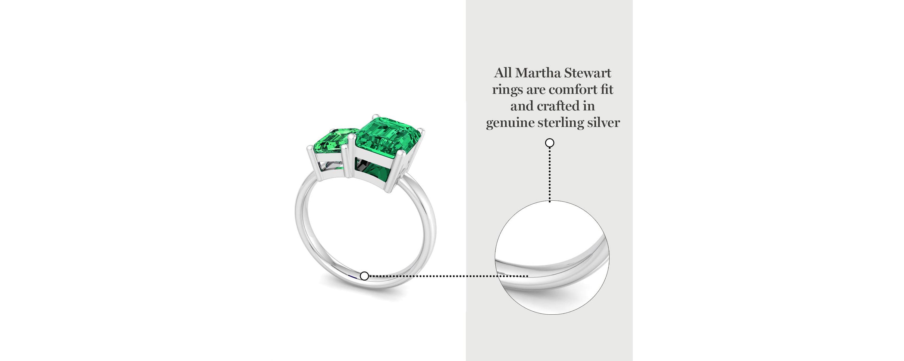 Lab Created Martha Stewart 3 1/4 Carat Emerald Two Stone Ring In Sterling Silver