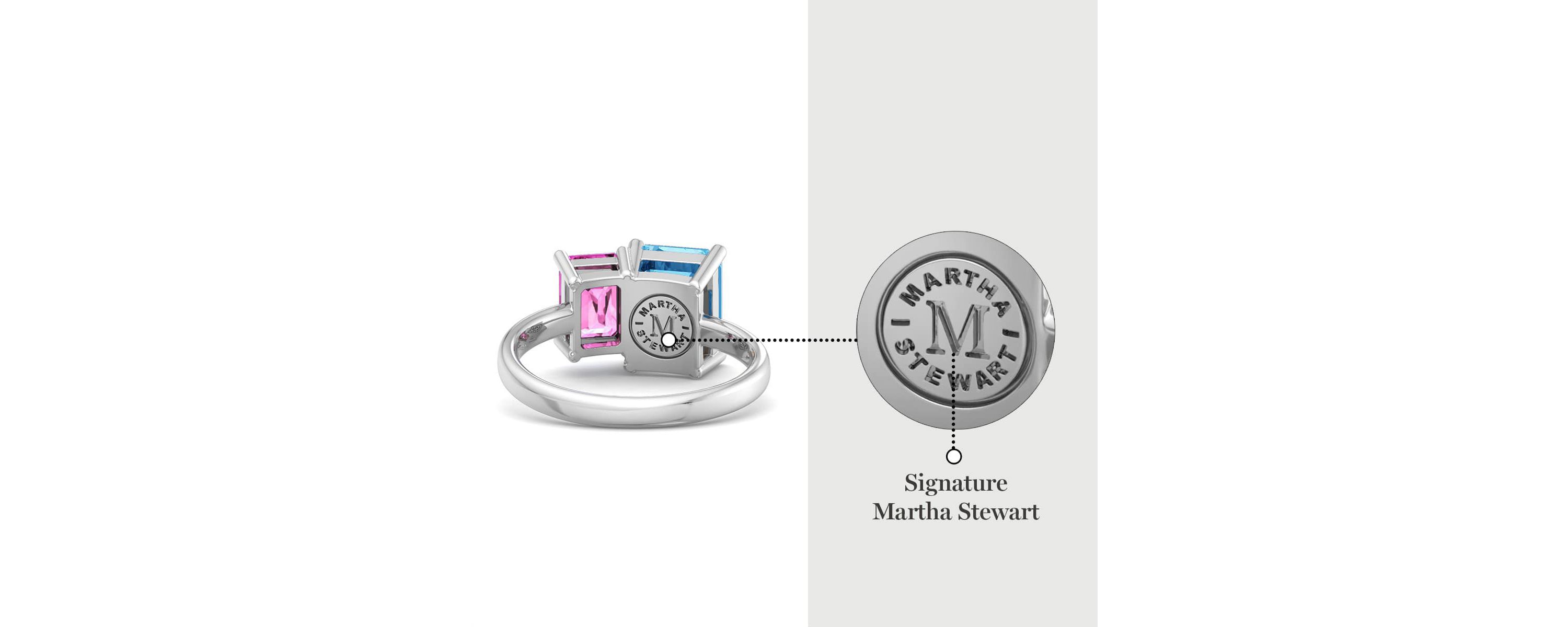 Lab Created Martha Stewart 3 1/4 Carat Pink Sapphire and Blue Topaz Two Stone Ring In Sterling Silver