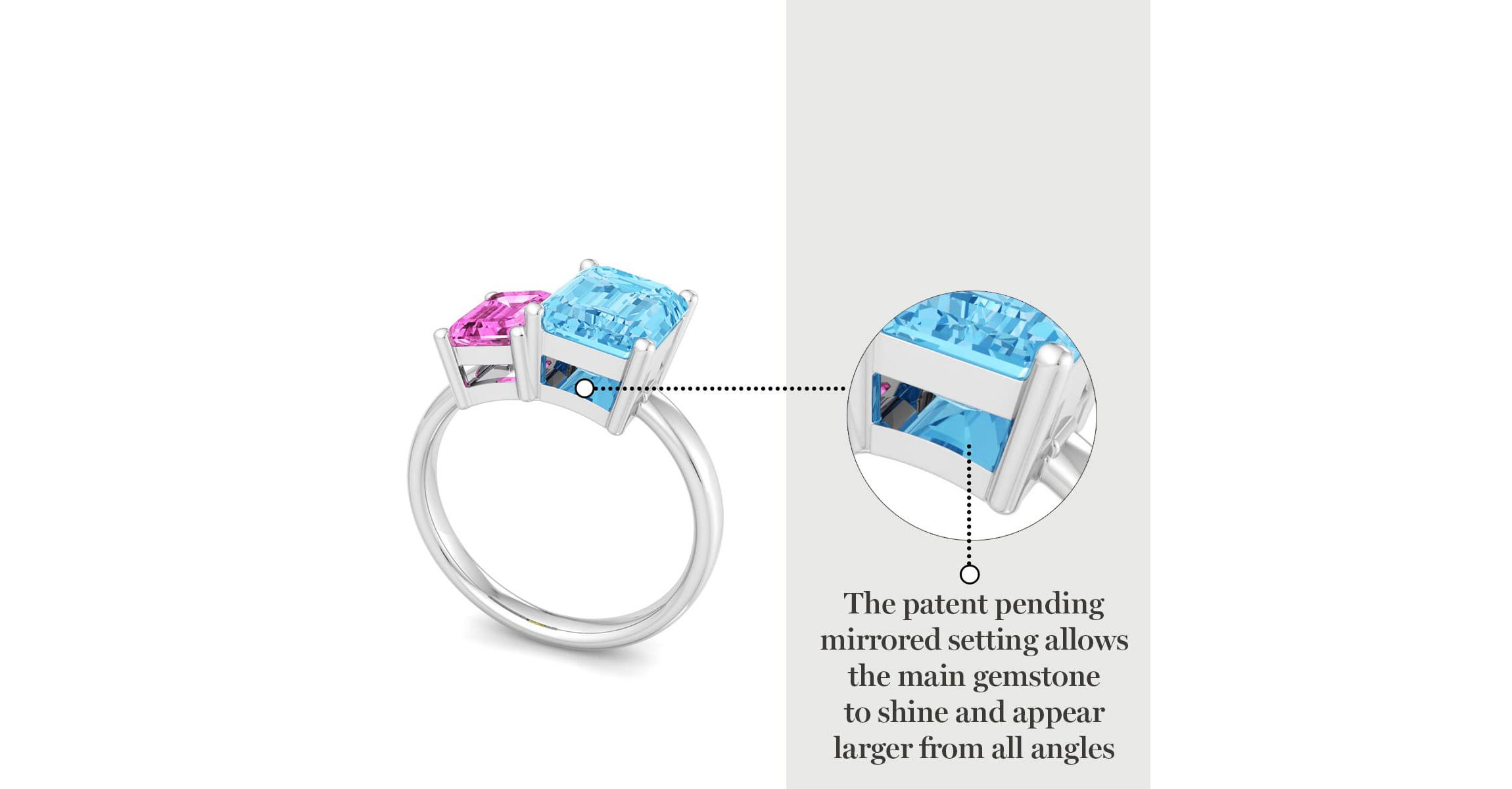 Lab Created Martha Stewart 3 1/4 Carat Pink Sapphire and Blue Topaz Two Stone Ring In Sterling Silver