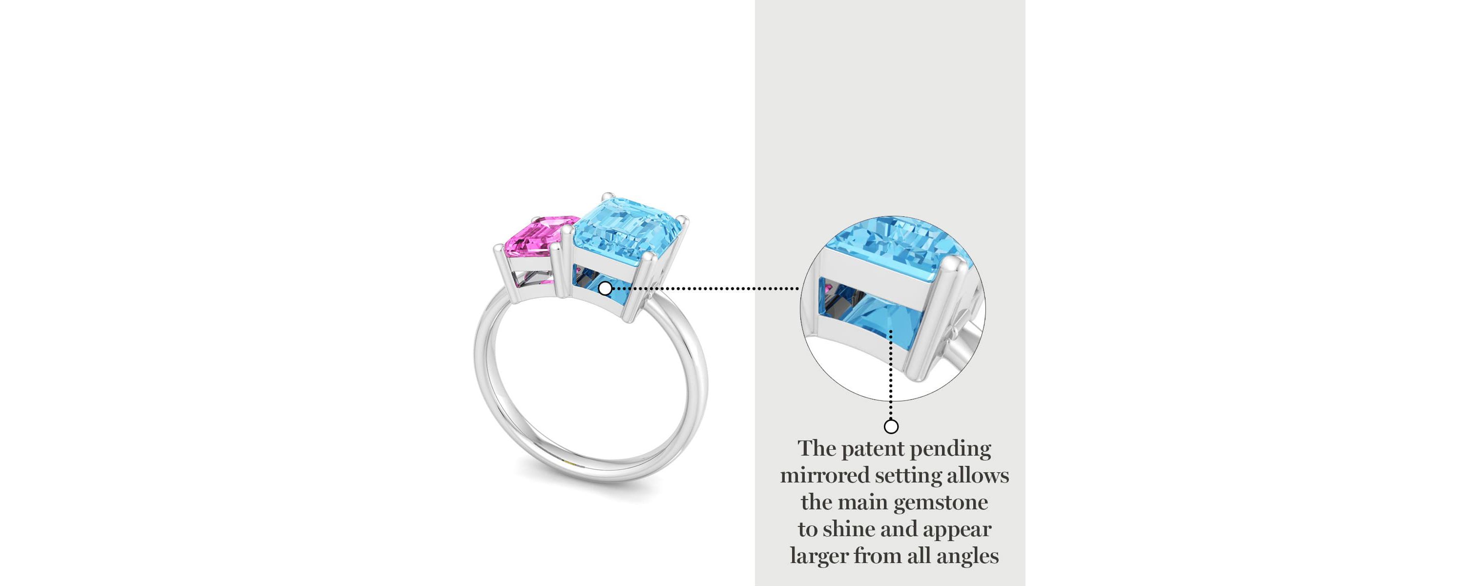Lab Created Martha Stewart 3 1/4 Carat Pink Sapphire and Blue Topaz Two Stone Ring In Sterling Silver