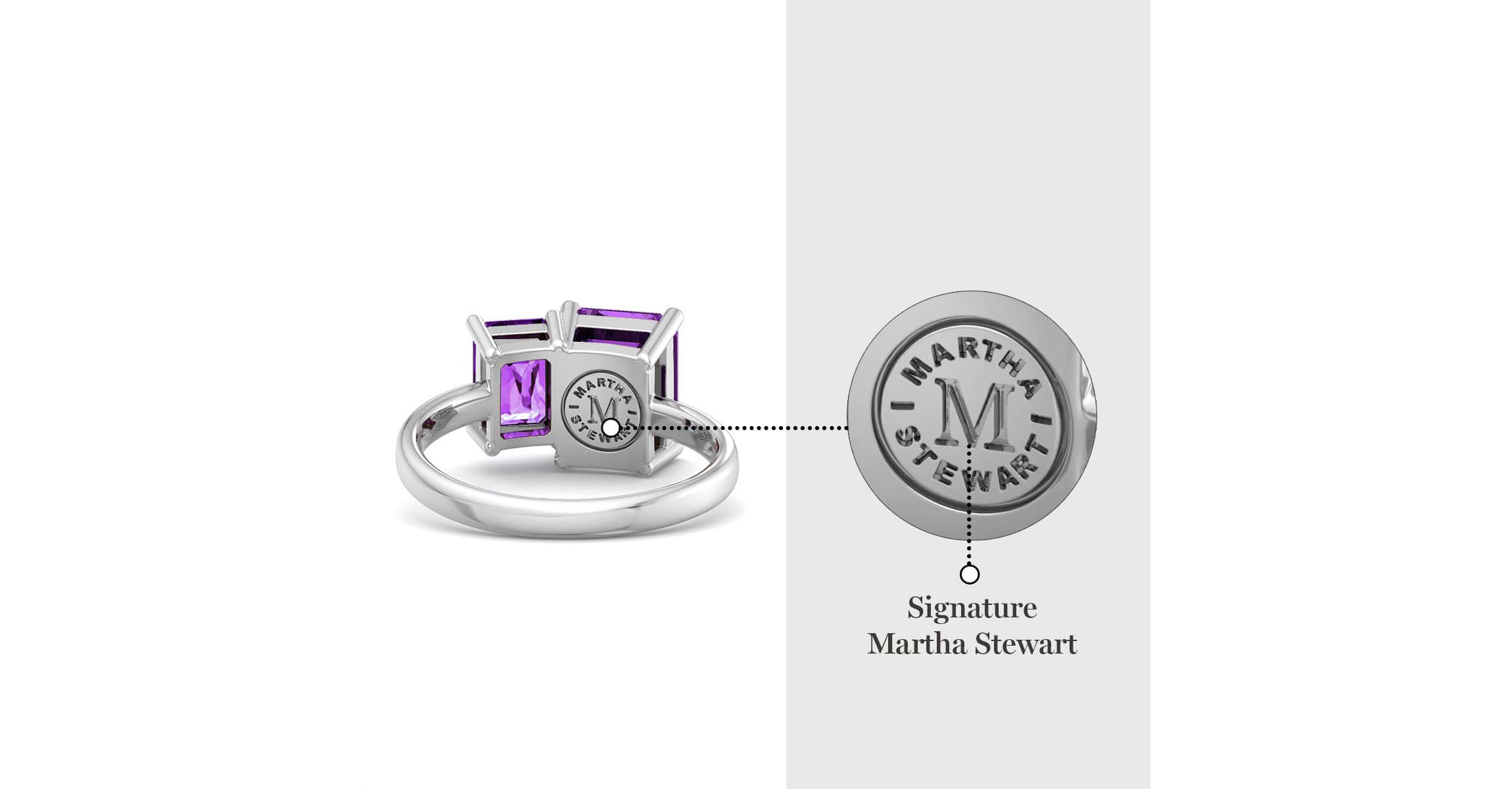 Lab Created Martha Stewart 3 1/4 Carat Amethyst Two Stone Ring In Sterling Silver