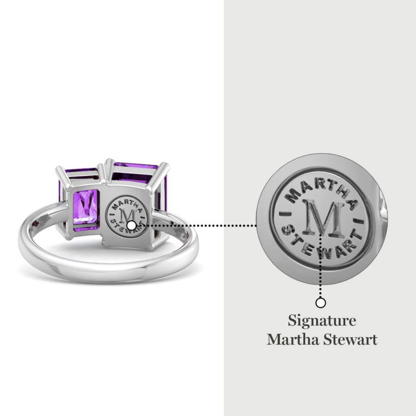 Lab Created Martha Stewart 3 1/4 Carat Amethyst Two Stone Ring In Sterling Silver