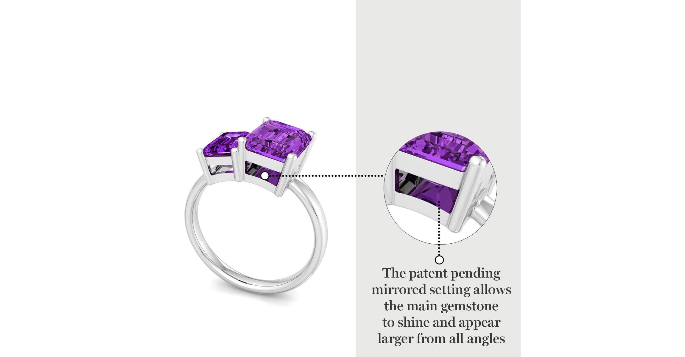 Lab Created Martha Stewart 3 1/4 Carat Amethyst Two Stone Ring In Sterling Silver