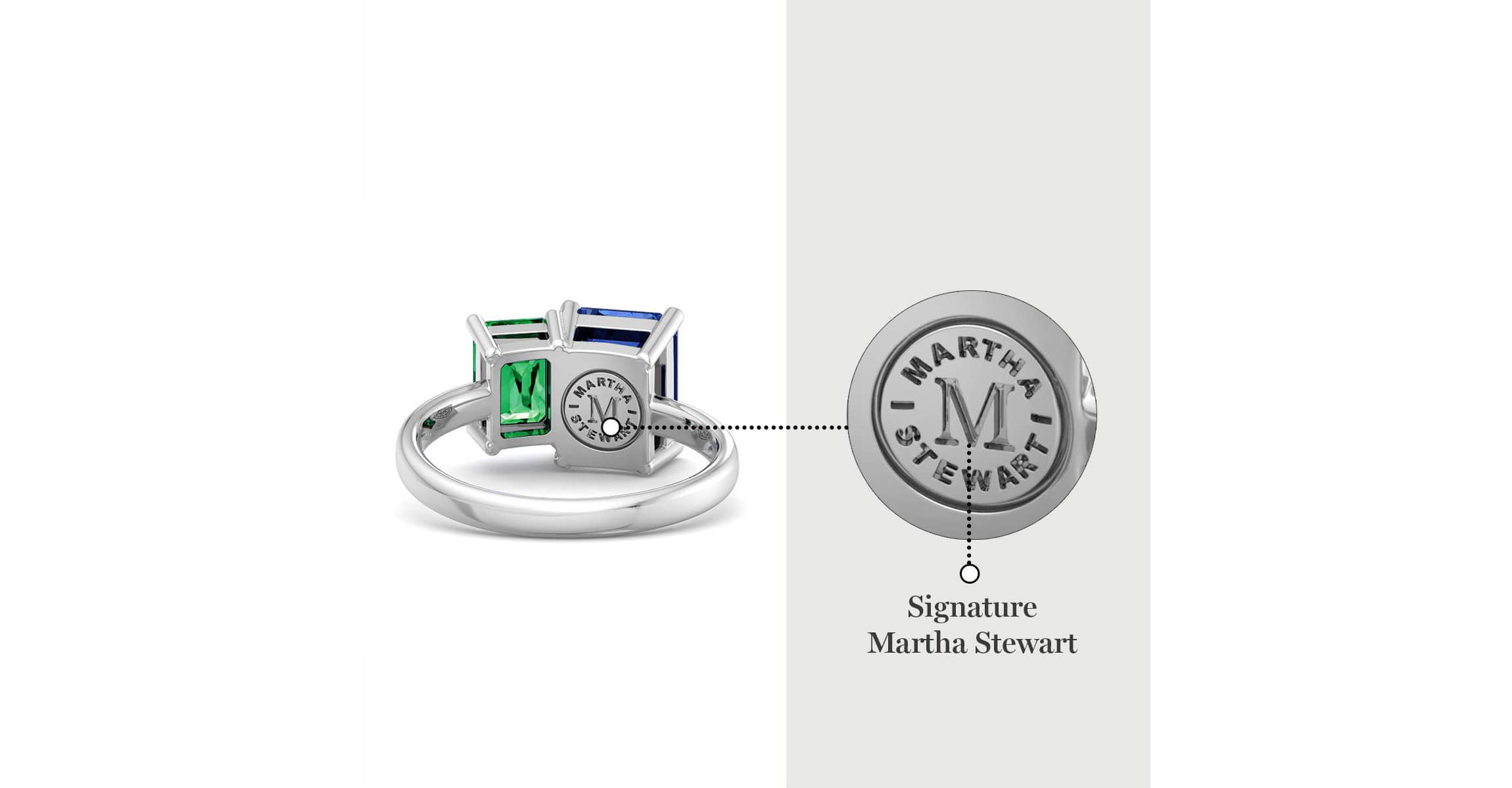 Lab Created Martha Stewart 3 1/4 Carat Emerald and Sapphire Two Stone Ring In Sterling Silver