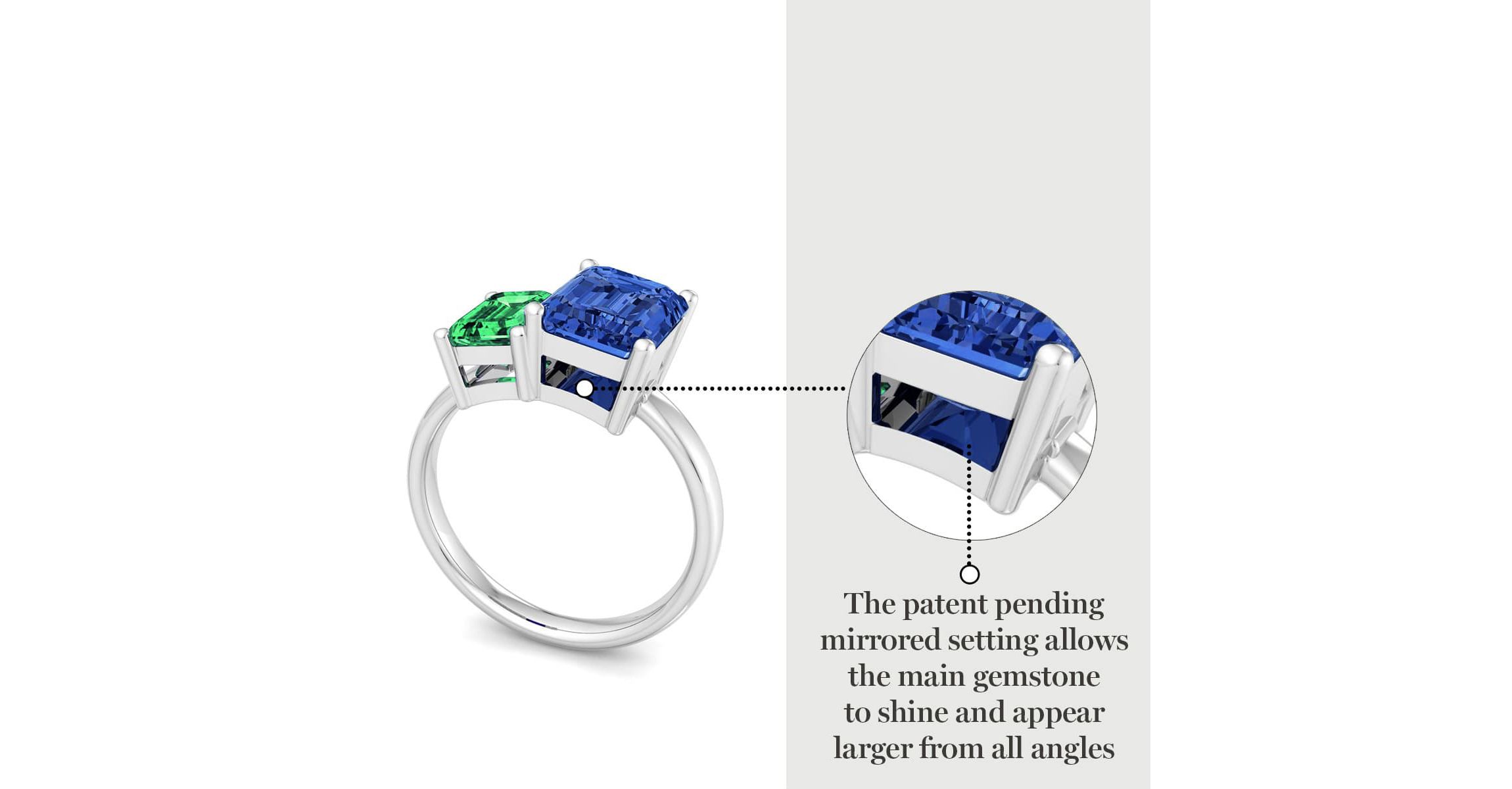 Lab Created Martha Stewart 3 1/4 Carat Emerald and Sapphire Two Stone Ring In Sterling Silver