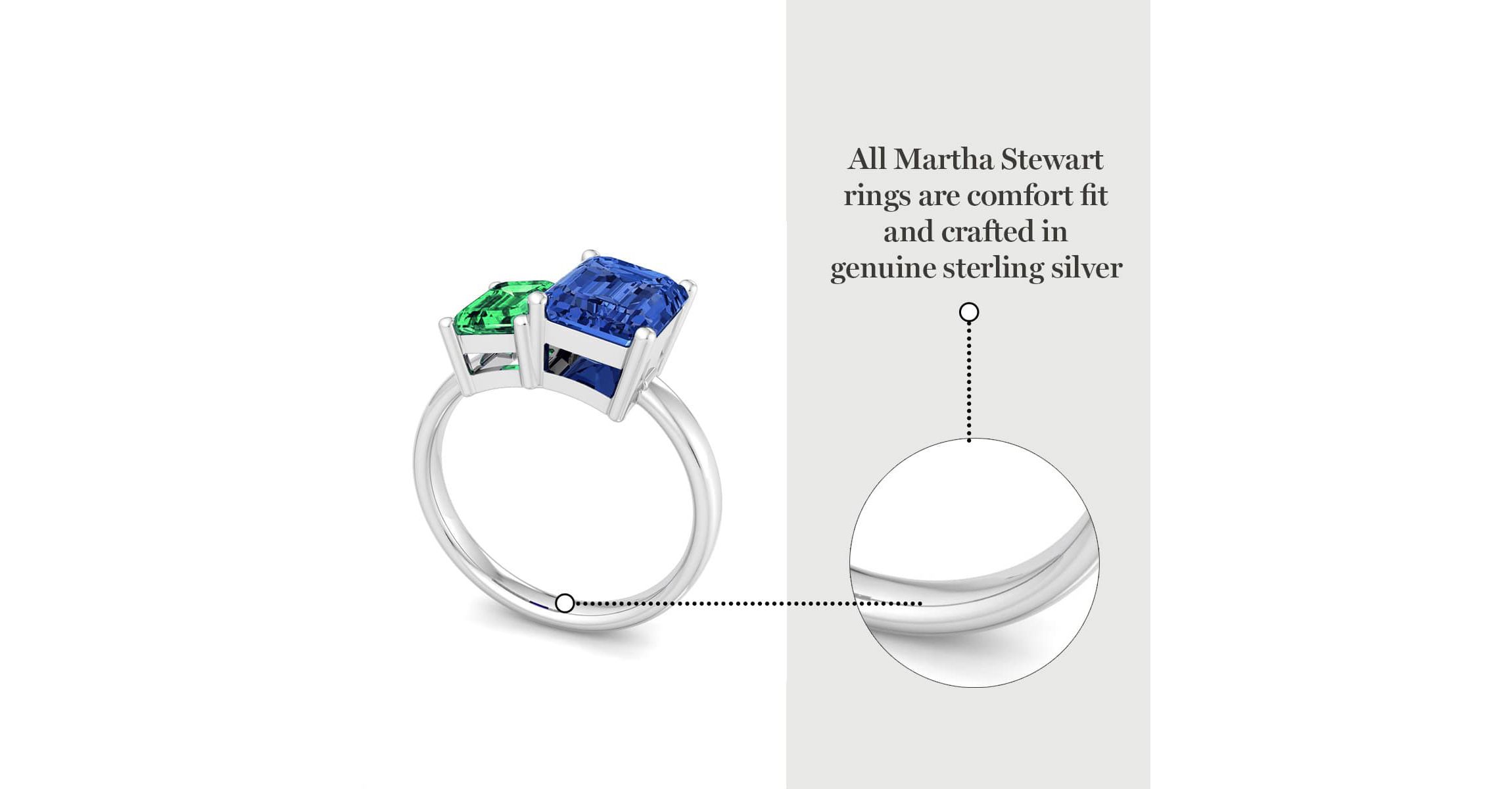 Lab Created Martha Stewart 3 1/4 Carat Emerald and Sapphire Two Stone Ring In Sterling Silver