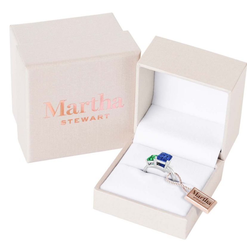 Lab Created Martha Stewart 3 1/4 Carat Emerald and Sapphire Two Stone Ring In Sterling Silver