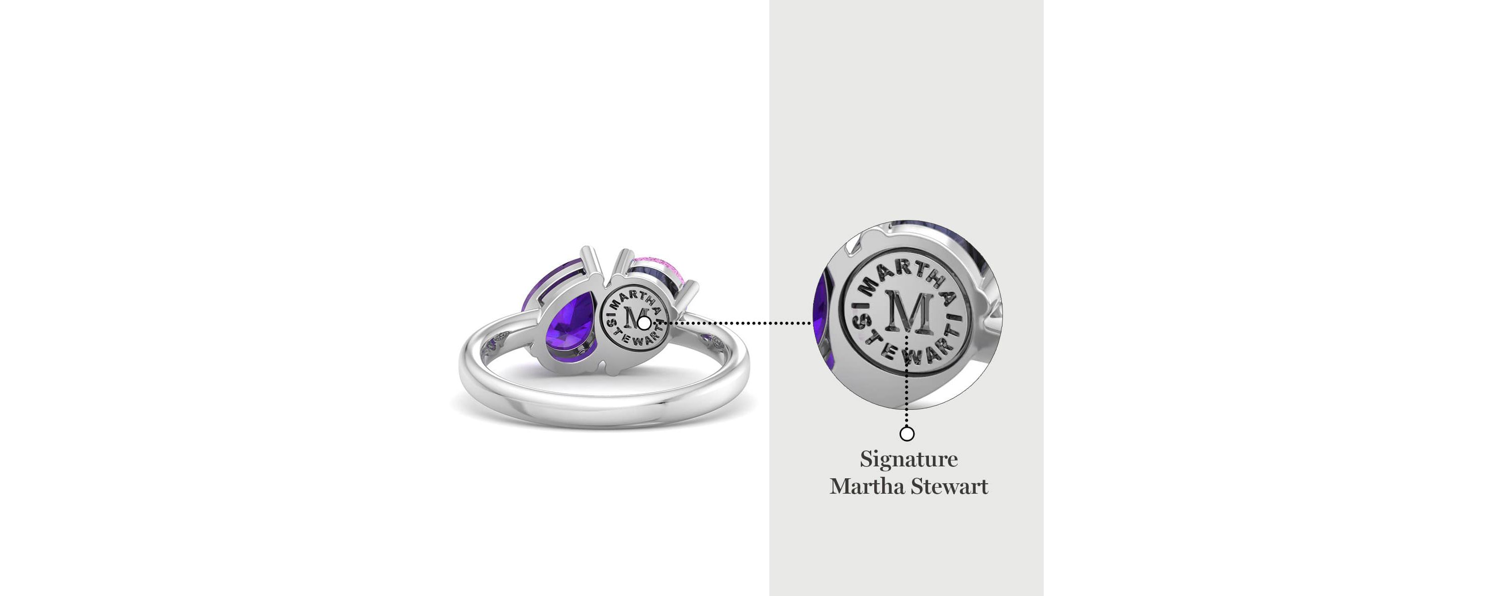 Lab Created Martha Stewart 2 Carat Pink Sapphire and Amethyst Two Stone Ring In Sterling Silver